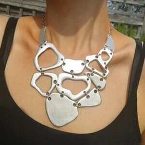 Silver BRUTALIST Abstract Necklace